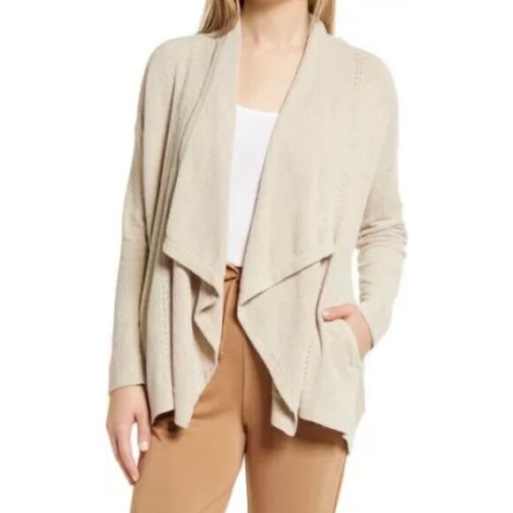 Barefoot Dreams CozyChic Ultra Light Hi Lo Cardigan Shawl Pointelle Sweater L/XL - Picture 10 of 14
